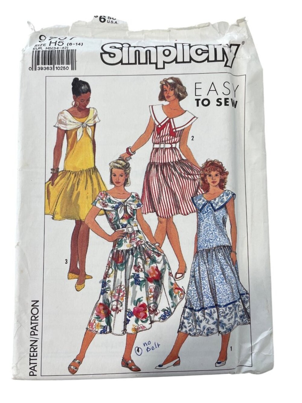 Vintage 90s Simplicity 9707 Dress Pattern Size 6-14 Pullover Sleeveless UNCUT